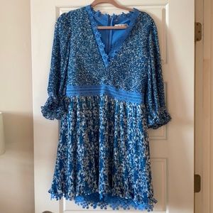 Alice + Olivia blue floral mini dress